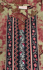 Beige/Maroon Leafy Jaipuri Cotton Kurti. Pure Versatile Cotton. | Laces and Frills