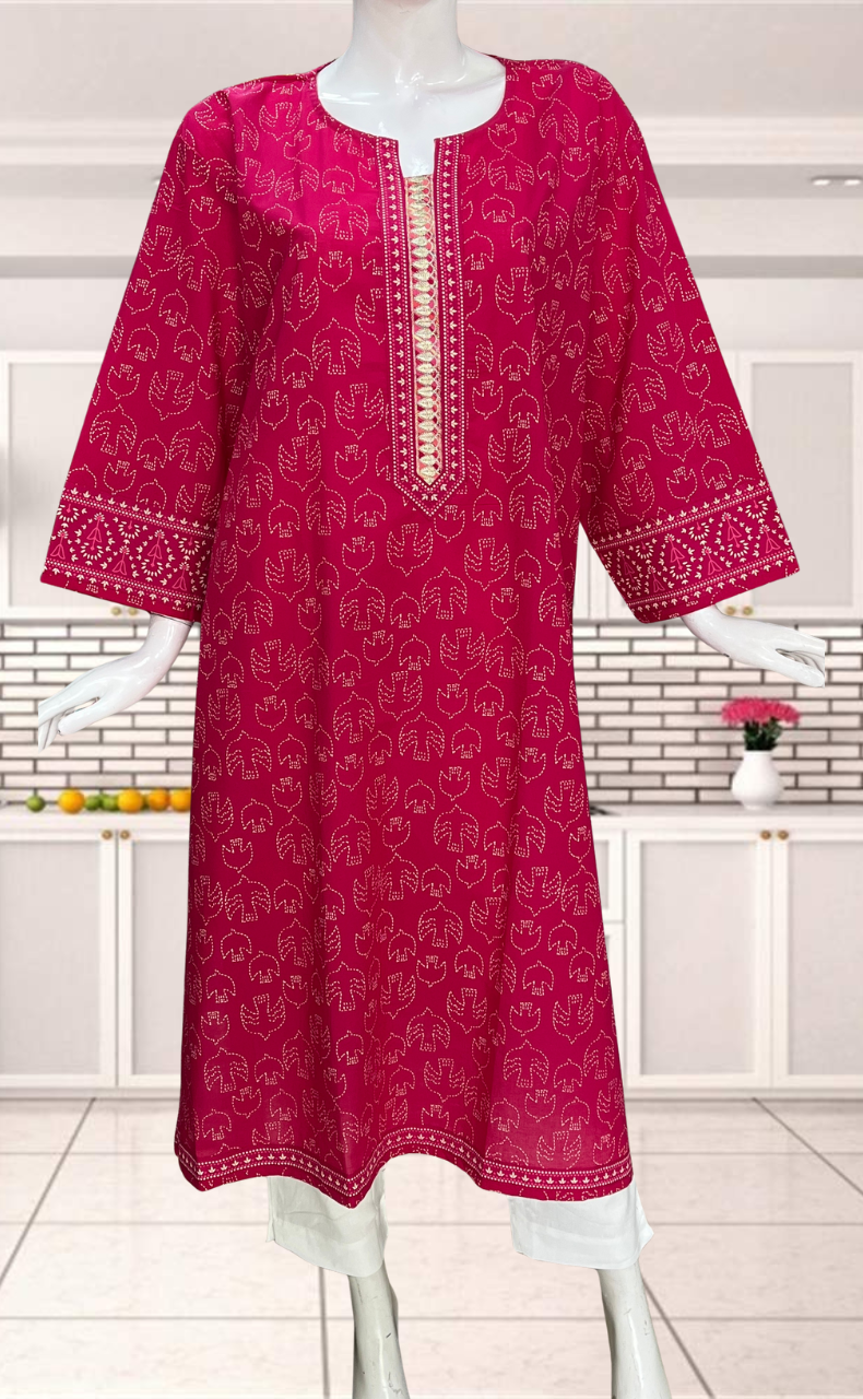 Pink Ajrakh Jaipuri Cotton Kurti. Pure Versatile Cotton. | Laces and Frills