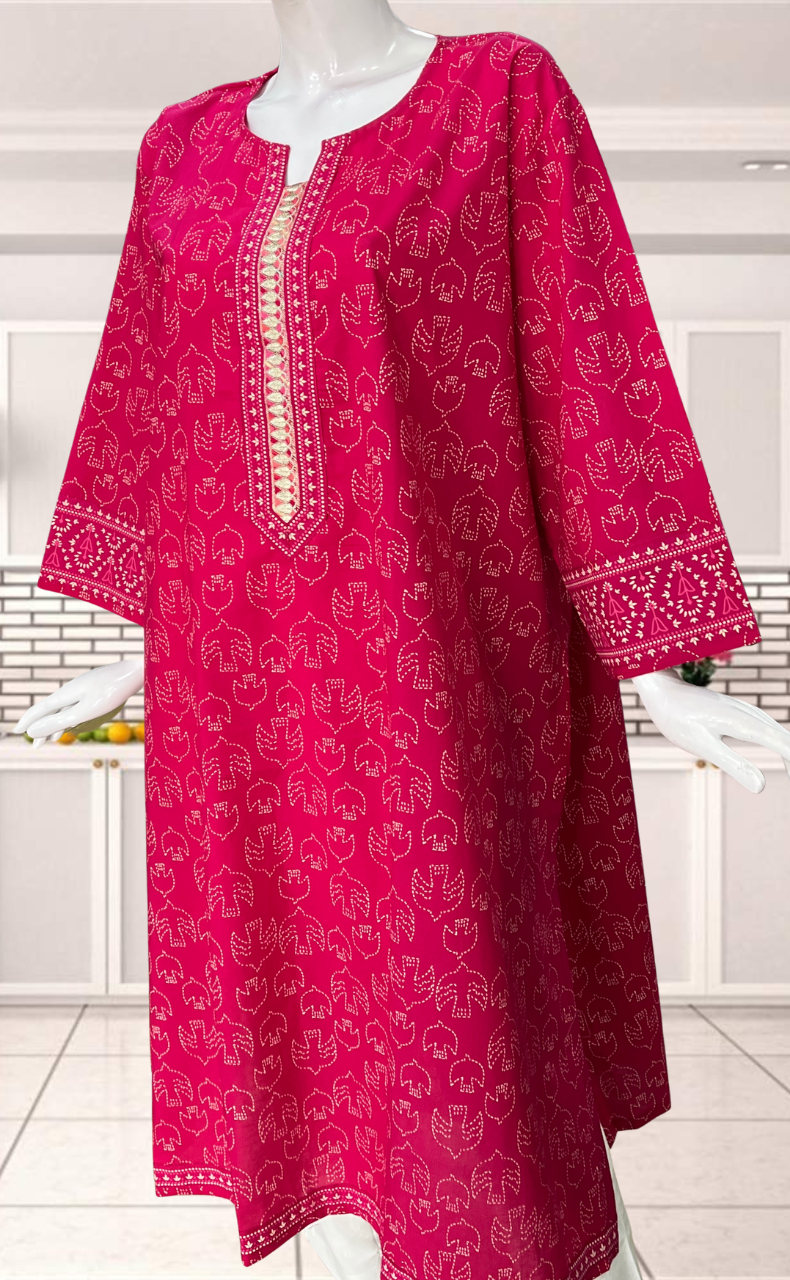 Pink Ajrakh Jaipuri Cotton Kurti. Pure Versatile Cotton. | Laces and Frills