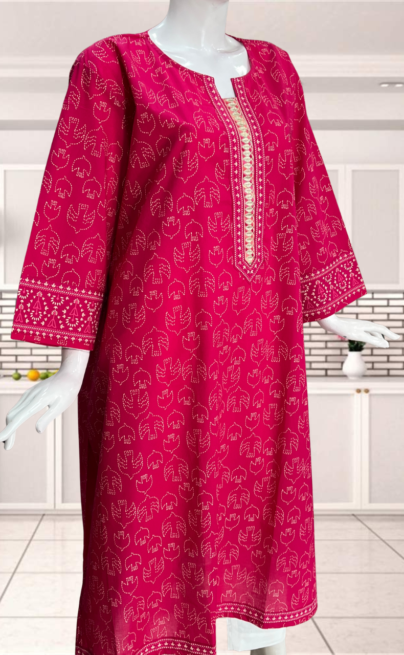 Pink Ajrakh Jaipuri Cotton Kurti. Pure Versatile Cotton. | Laces and Frills