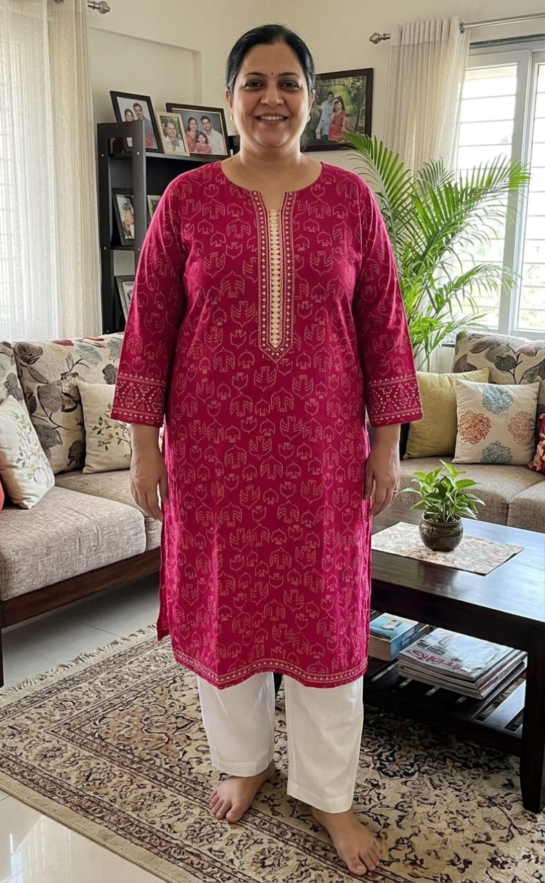 Pink Ajrakh Jaipuri Cotton Kurti. Pure Versatile Cotton. | Laces and Frills