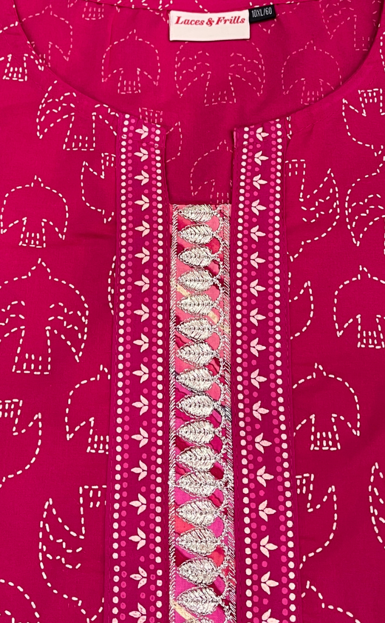 Pink Ajrakh Jaipuri Cotton Kurti. Pure Versatile Cotton. | Laces and Frills
