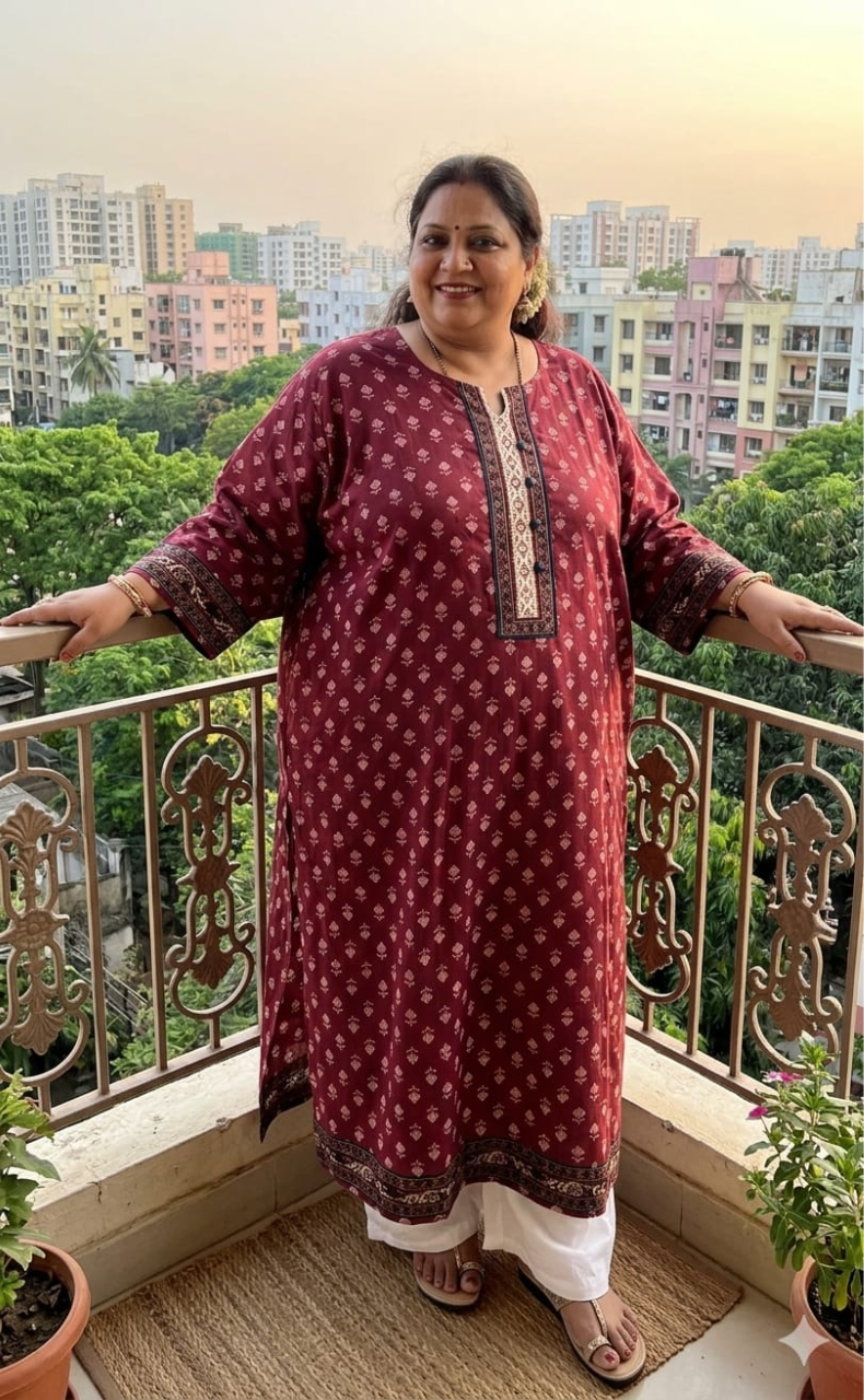 English Pink Flora Jaipuri Cotton Kurti. Pure Versatile Cotton. | Laces and Frills - Laces and Frills