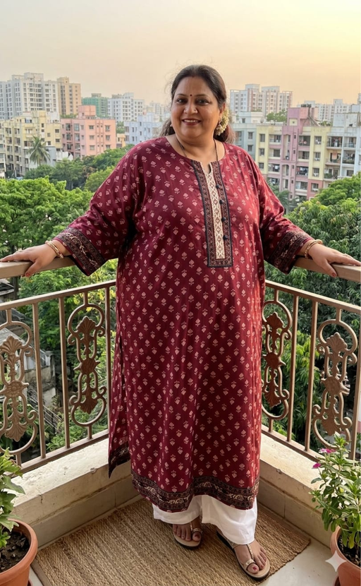 English Pink Flora Jaipuri Cotton Kurti. Pure Versatile Cotton. | Laces and Frills - Laces and Frills