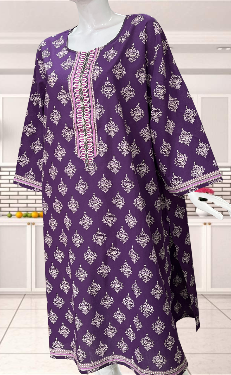 Purple Motif Jaipuri Cotton Kurti. Pure Versatile Cotton. | Laces and Frills