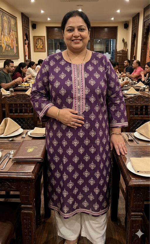Purple Motif Jaipuri Cotton Kurti. Pure Versatile Cotton. | Laces and Frills - Laces and Frills
