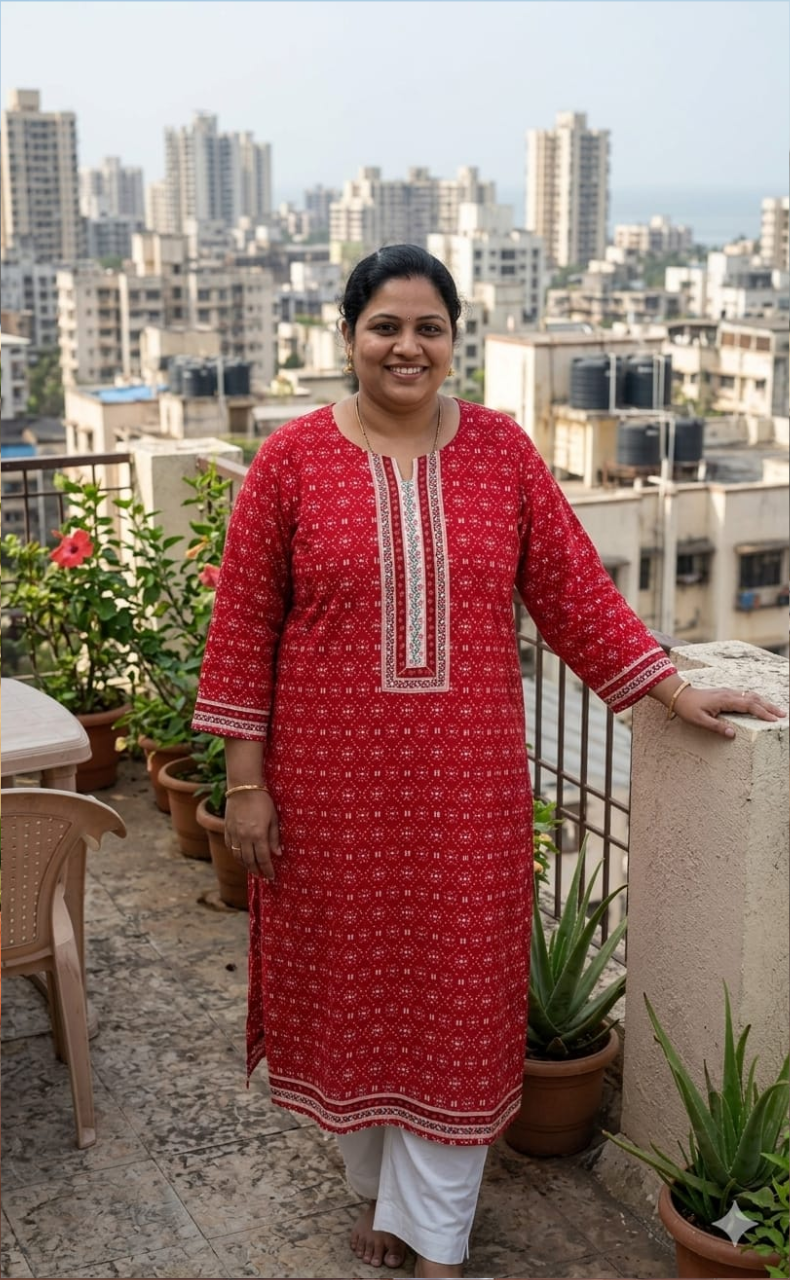 Red Abstract Jaipuri Cotton Kurti. Pure Versatile Cotton. | Laces and Frills - Laces and Frills