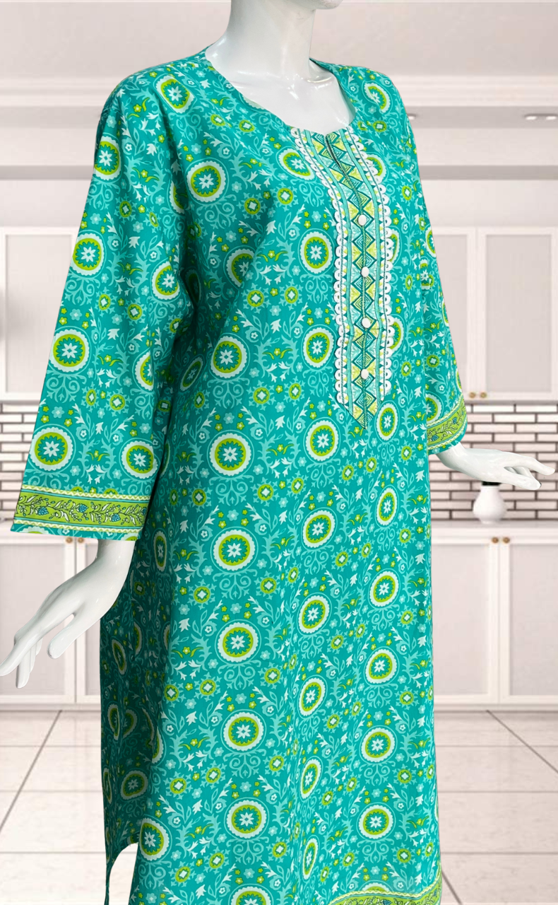 Sea Green Garden Jaipuri Cotton Kurti. Pure Versatile Cotton. | Laces and Frills