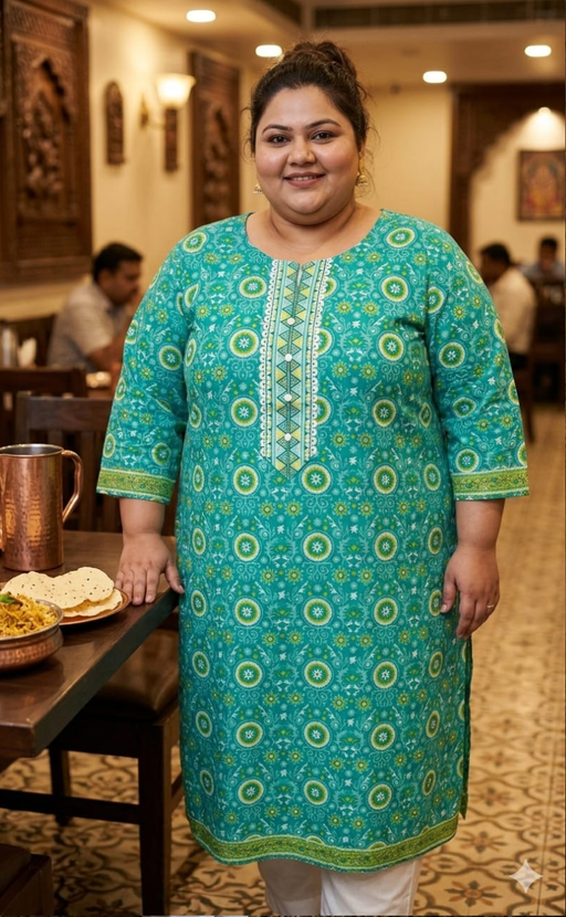 Sea Green Garden Jaipuri Cotton Kurti. Pure Versatile Cotton. | Laces and Frills - Laces and Frills