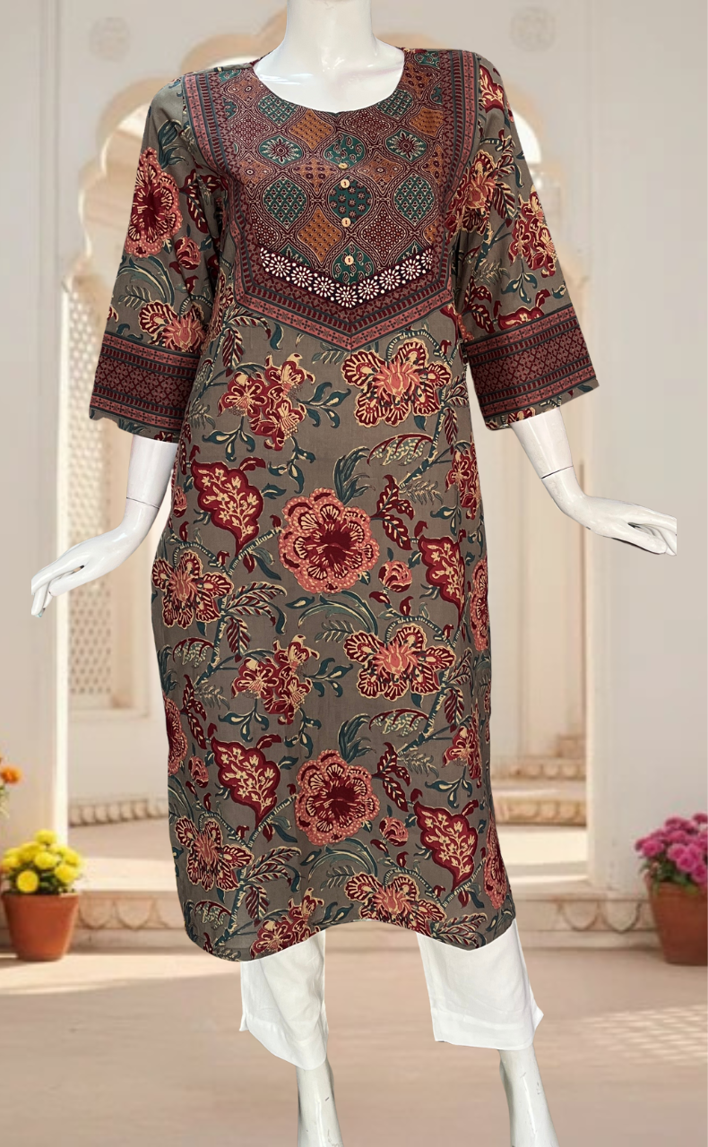 Grey Garden Jaipuri Cotton Kurti. Pure Versatile Cotton. | Laces and Frills