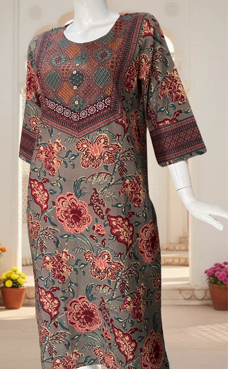 Grey Garden Jaipuri Cotton Kurti. Pure Versatile Cotton. | Laces and Frills