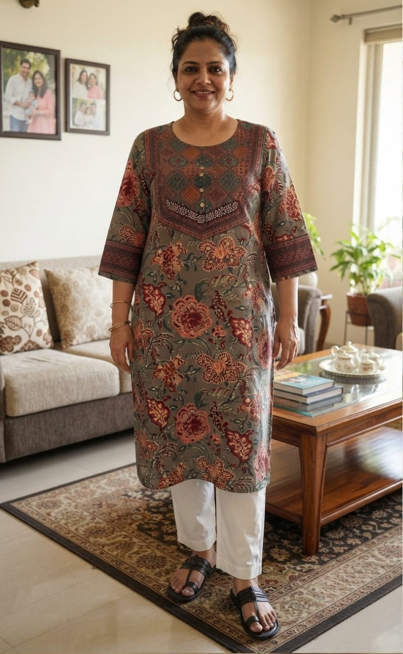 Grey Garden Jaipuri Cotton Kurti. Pure Versatile Cotton. | Laces and Frills