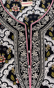 Black Floral Jaipuri Cotton Kurti. Pure Versatile Cotton. | Laces and Frills - Laces and Frills