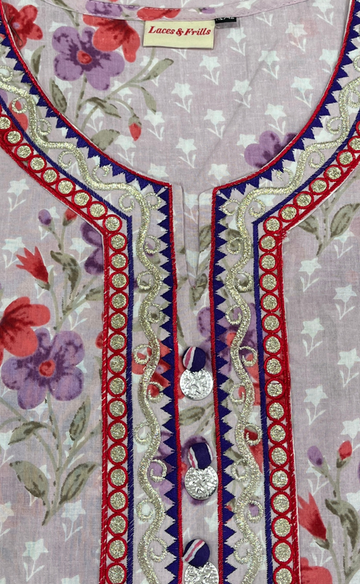 Lavender Garden Jaipuri Cotton Kurti. Pure Versatile Cotton. | Laces and Frills - Laces and Frills