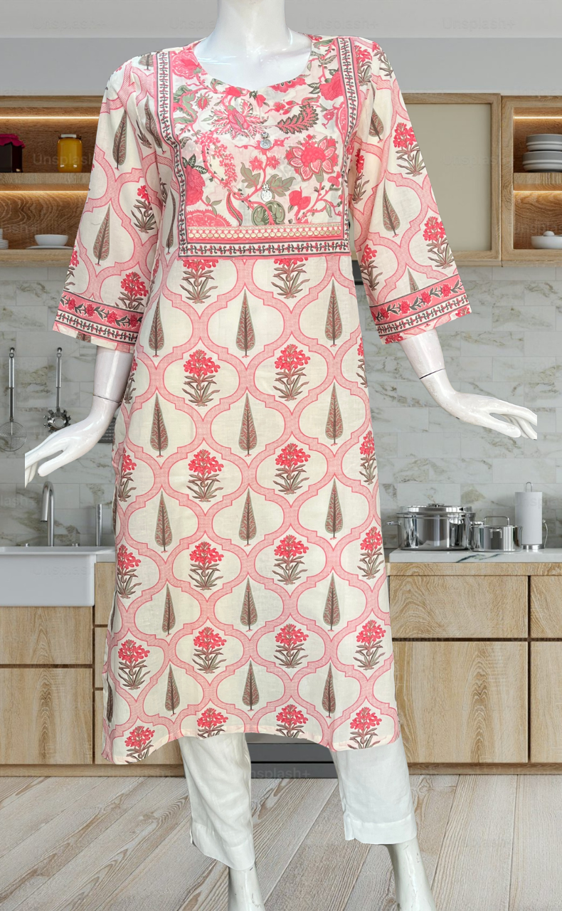 Peach Garden Jaipuri Cotton Kurti. Pure Versatile Cotton. | Laces and Frills