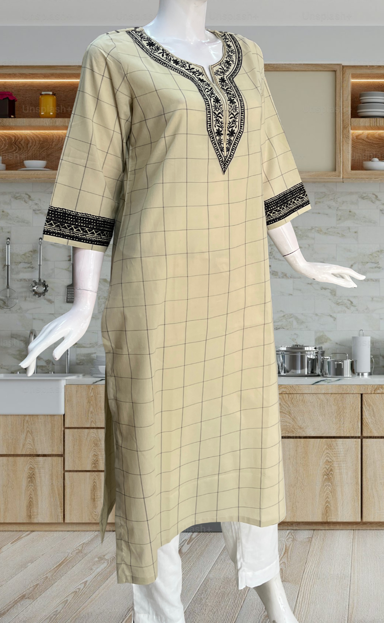 Black Flora Jaipuri Cotton Kurti. Pure Versatile Cotton. | Laces and Frills
