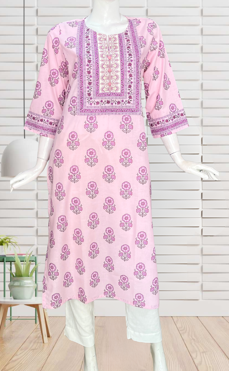 Lavender Garden Jaipuri Cotton Kurti. Pure Versatile Cotton. | Laces and Frills