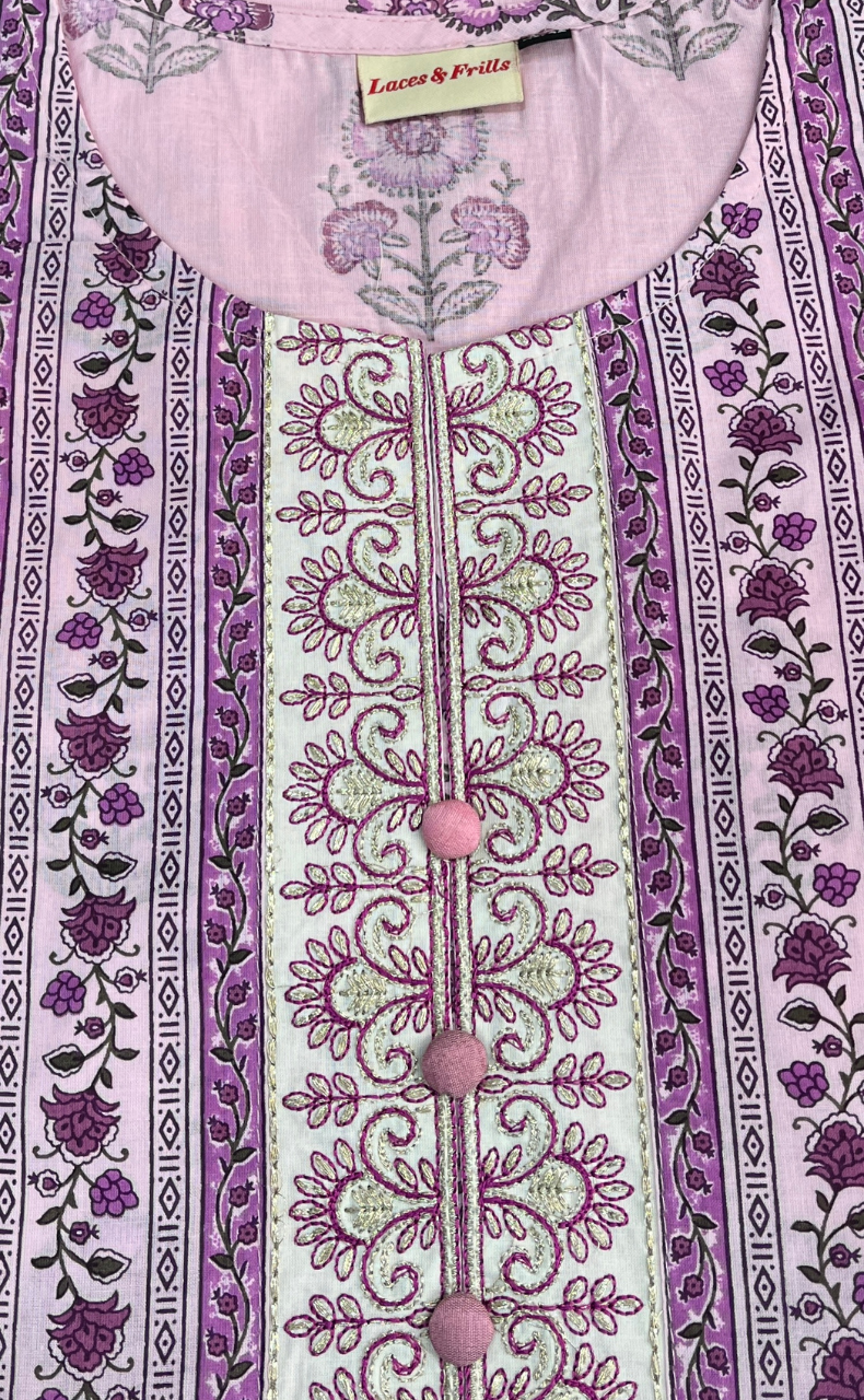 Lavender Garden Jaipuri Cotton Kurti. Pure Versatile Cotton. | Laces and Frills