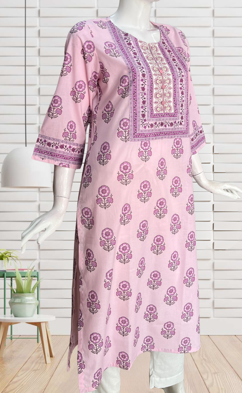 Lavender Garden Jaipuri Cotton Kurti. Pure Versatile Cotton. | Laces and Frills