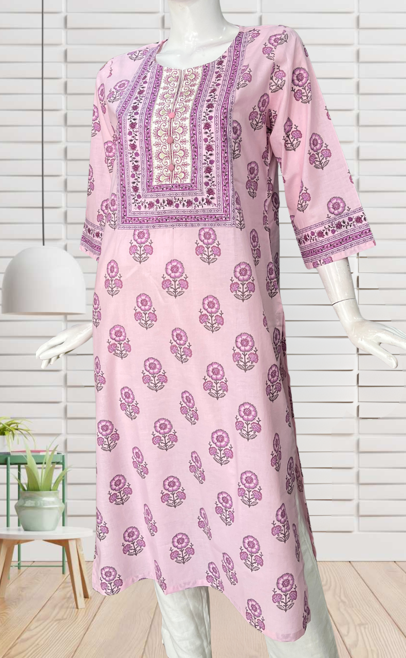 Lavender Garden Jaipuri Cotton Kurti. Pure Versatile Cotton. | Laces and Frills