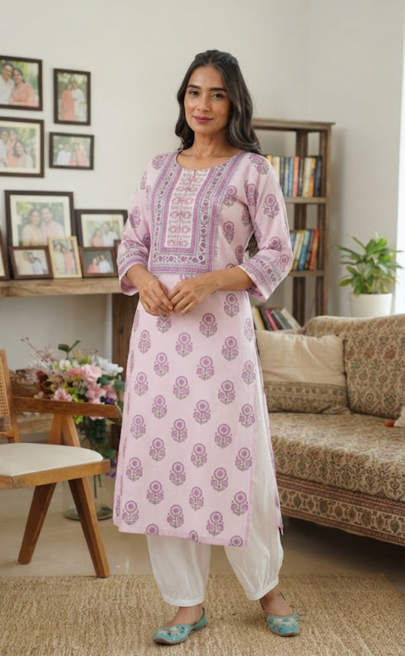 Lavender Garden Jaipuri Cotton Kurti. Pure Versatile Cotton. | Laces and Frills