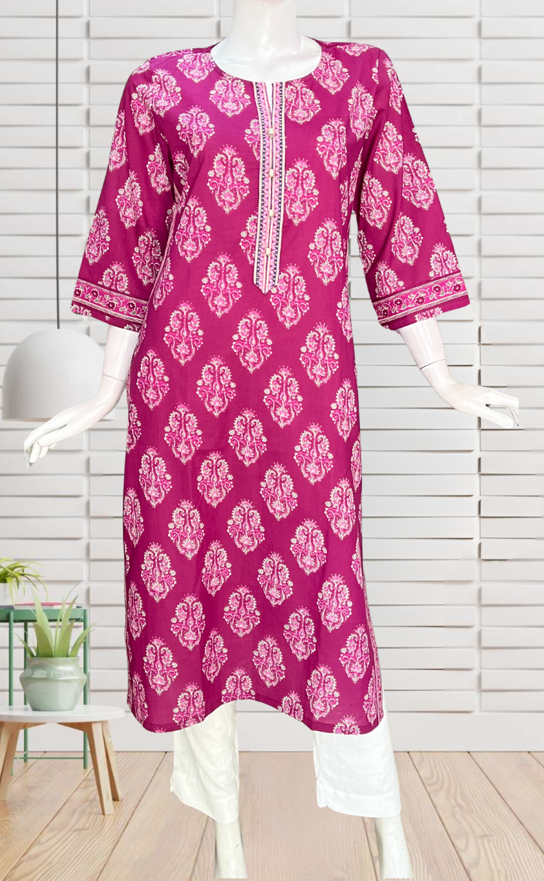 Purple Garden Jaipuri Cotton Kurti. Pure Versatile Cotton. | Laces and Frills