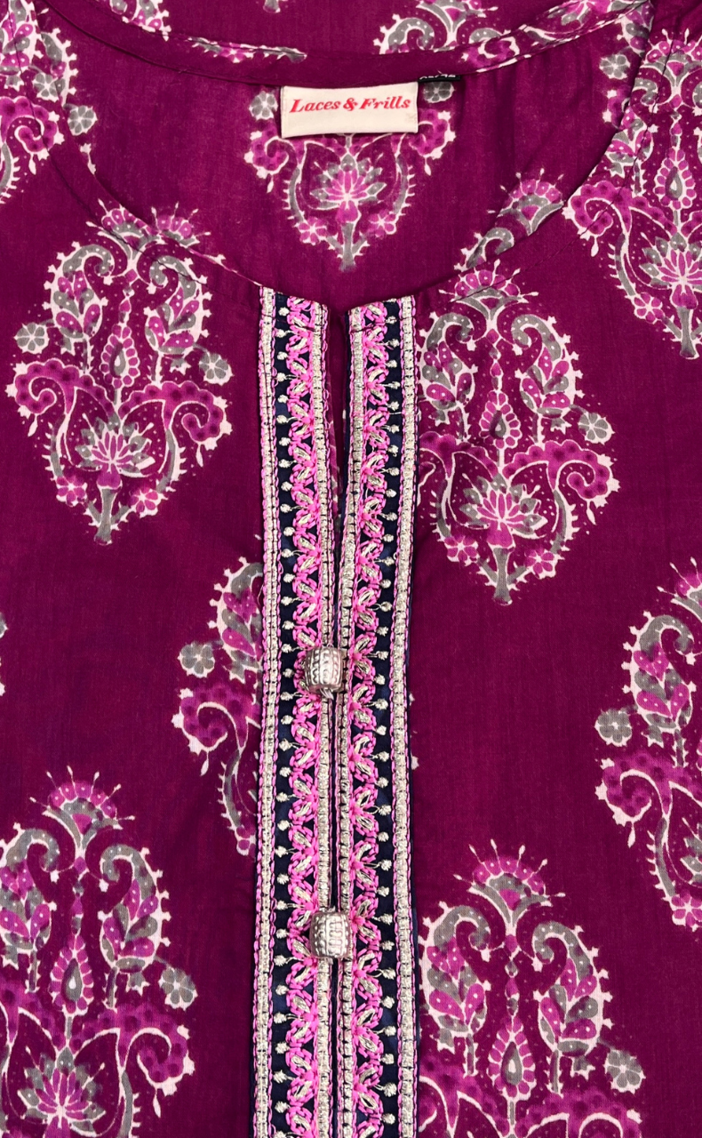 Purple Garden Jaipuri Cotton Kurti. Pure Versatile Cotton. | Laces and Frills