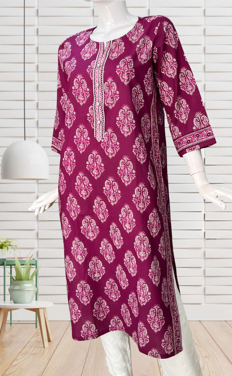 Purple Garden Jaipuri Cotton Kurti. Pure Versatile Cotton. | Laces and Frills