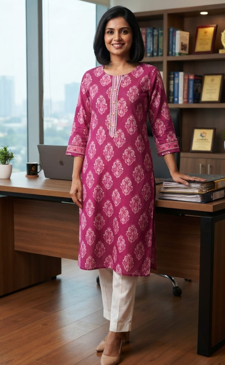 Purple Garden Jaipuri Cotton Kurti. Pure Versatile Cotton. | Laces and Frills