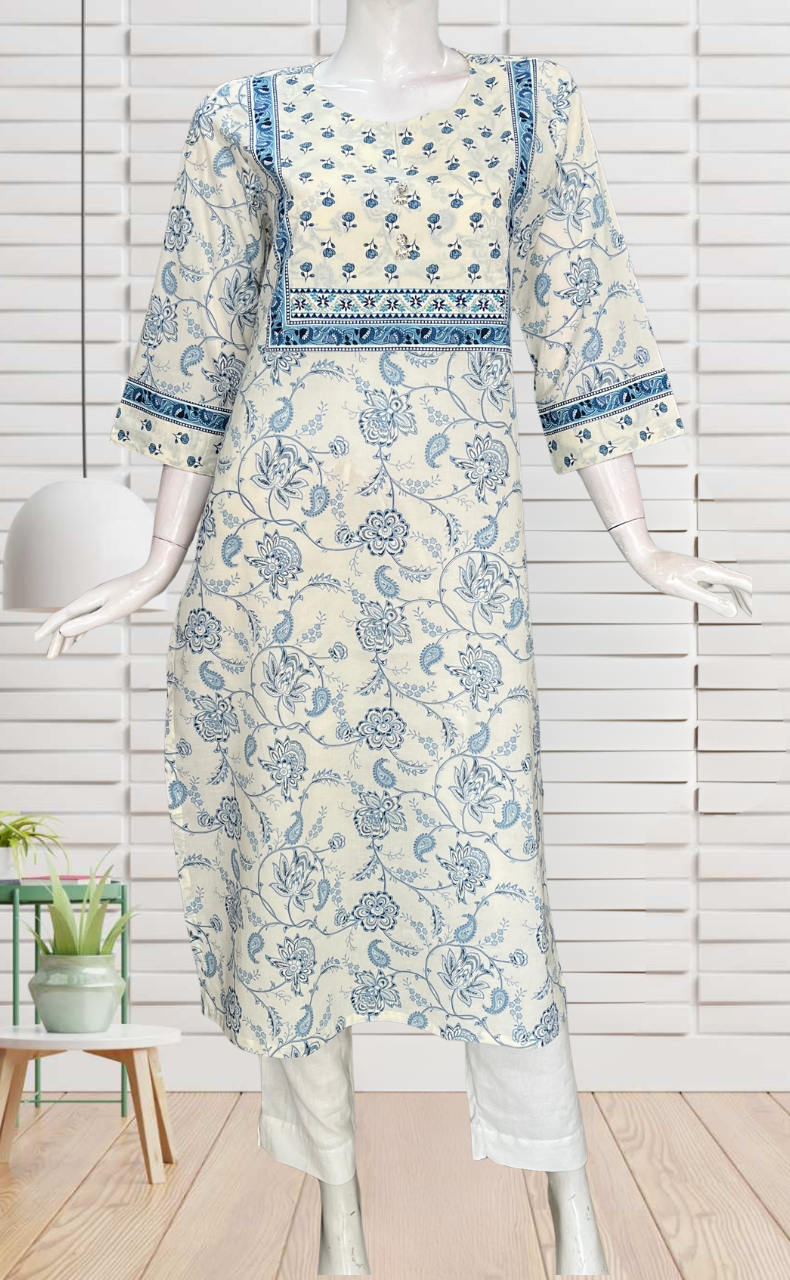 Blue Garden Jaipuri Cotton Kurti. Pure Versatile Cotton. | Laces and Frills