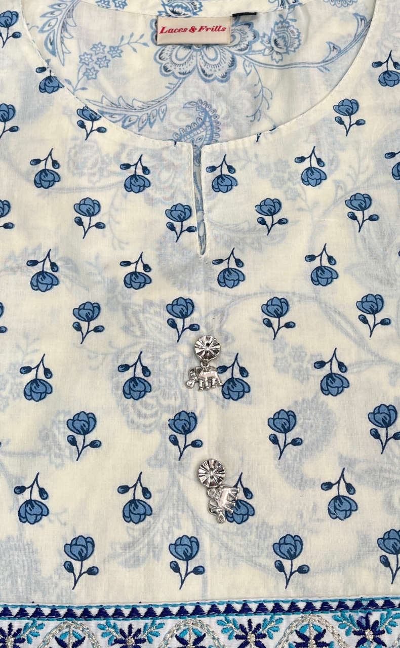 Blue Garden Jaipuri Cotton Kurti. Pure Versatile Cotton. | Laces and Frills
