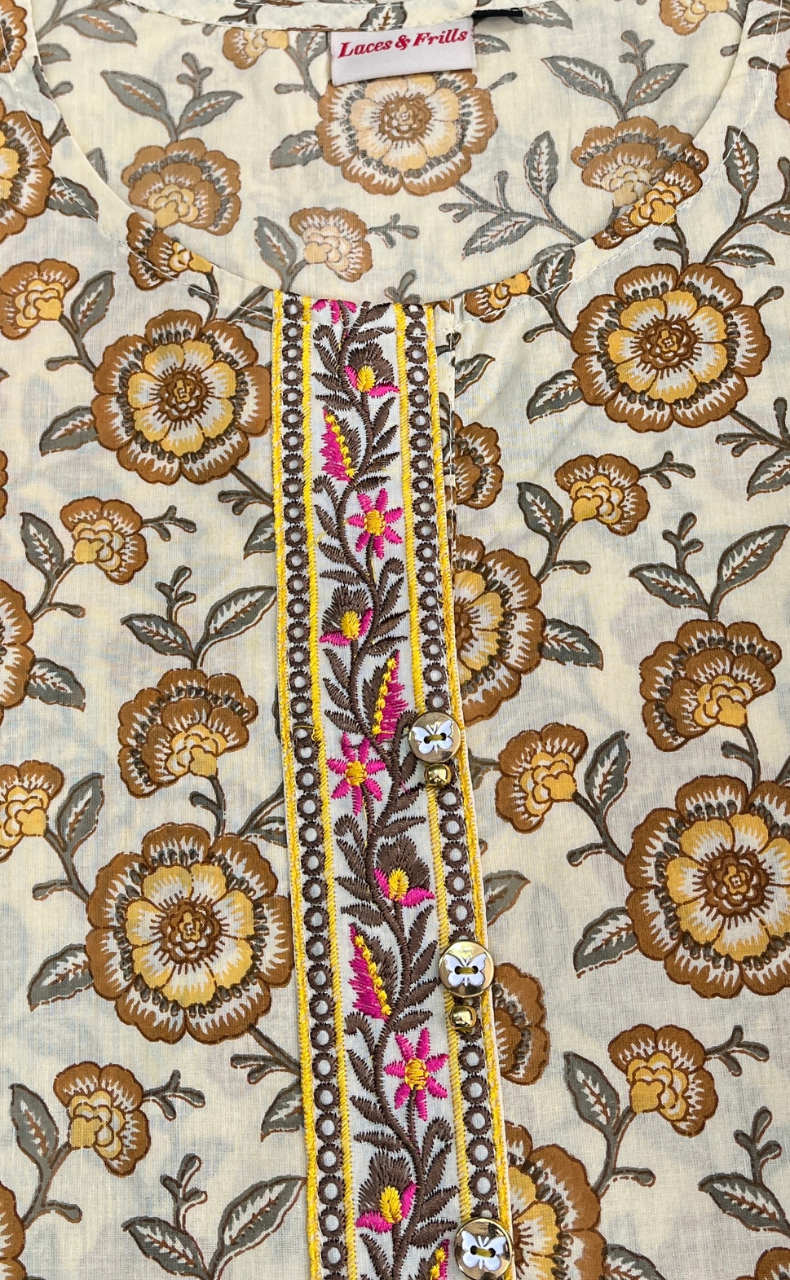 Mustard Garden Jaipuri Cotton Kurti. Pure Versatile Cotton. | Laces and Frills