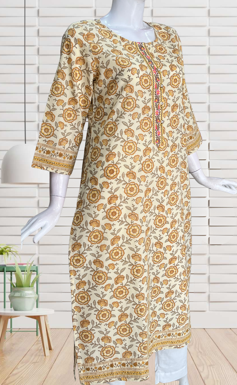 Mustard Garden Jaipuri Cotton Kurti. Pure Versatile Cotton. | Laces and Frills