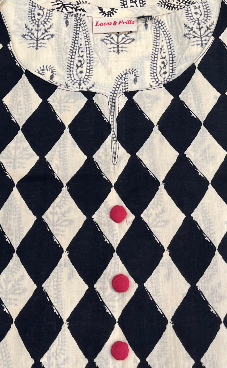 Off White Paisley Print Jaipuri Cotton Kurti. Pure Versatile Cotton. | Laces and Frills