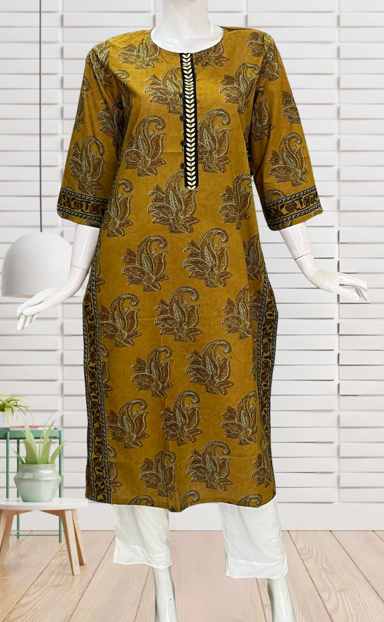 Mustard Garden Jaipuri Cotton Kurti. Pure Versatile Cotton. | Laces and Frills