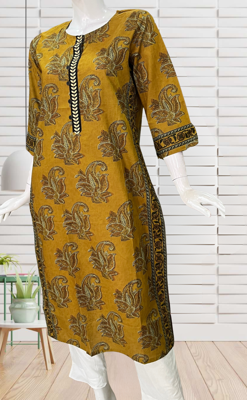 Mustard Garden Jaipuri Cotton Kurti. Pure Versatile Cotton. | Laces and Frills
