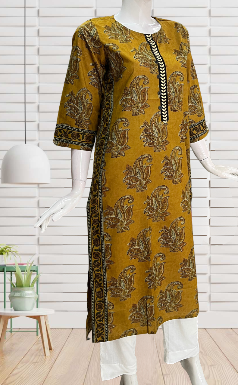 Mustard Garden Jaipuri Cotton Kurti. Pure Versatile Cotton. | Laces and Frills