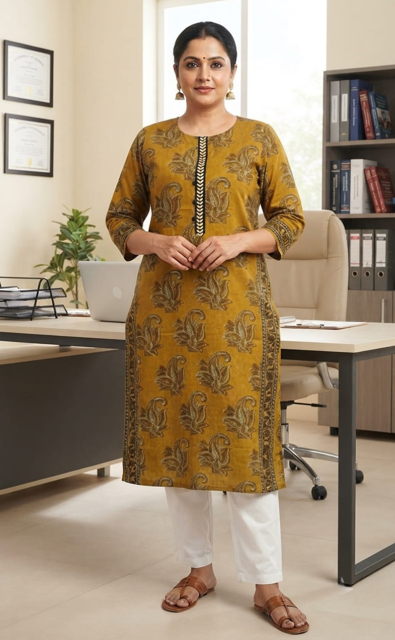 Mustard Garden Jaipuri Cotton Kurti. Pure Versatile Cotton. | Laces and Frills - Laces and Frills