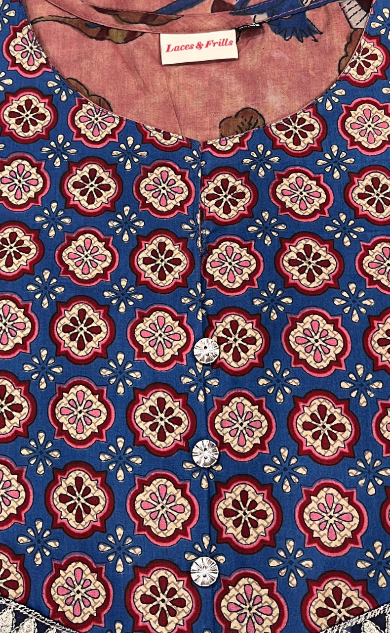 Onion Pink Garden Jaipuri Cotton Kurti. Pure Versatile Cotton. | Laces and Frills