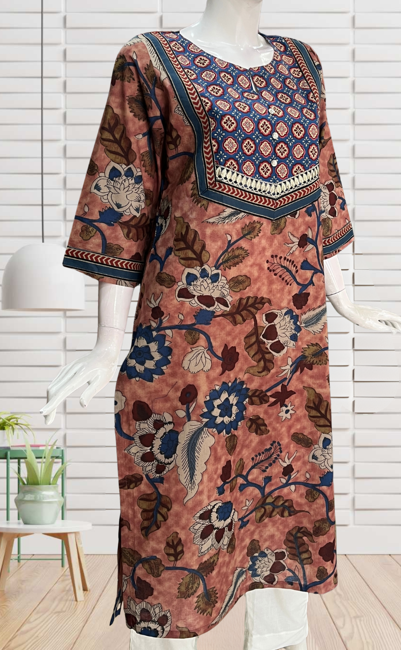Onion Pink Garden Jaipuri Cotton Kurti. Pure Versatile Cotton. | Laces and Frills