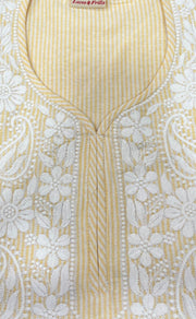 Yellow Machine Chikankari Kurti.  Versatile Cotton Fabric. | Laces and Frills - Laces and Frills