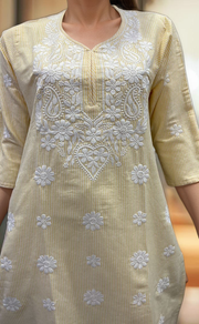 Yellow Machine Chikankari Kurti.  Versatile Cotton Fabric. | Laces and Frills - Laces and Frills