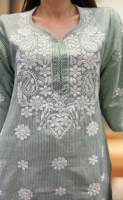 Green Machine Chikankari Kurti.  Versatile Cotton Fabric. | Laces and Frills - Laces and Frills