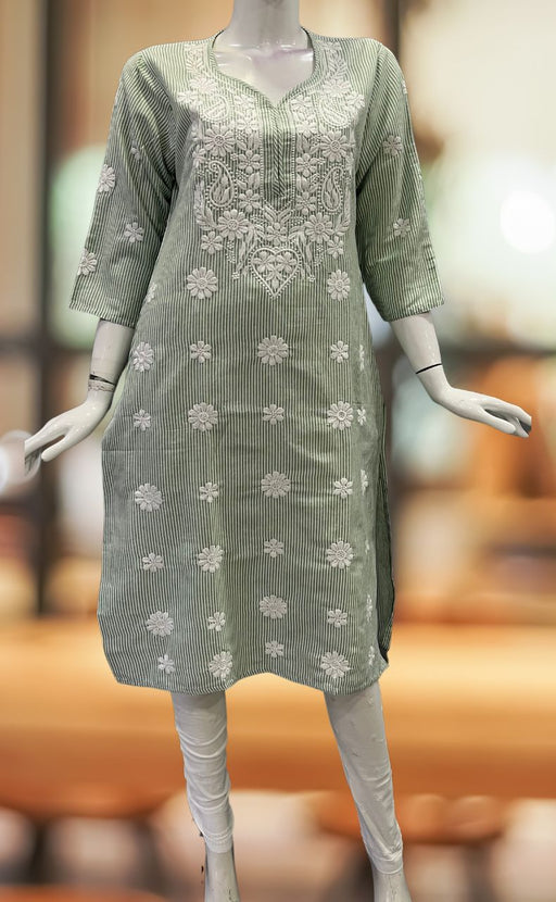 Green Machine Chikankari Kurti.  Versatile Cotton Fabric. | Laces and Frills - Laces and Frills