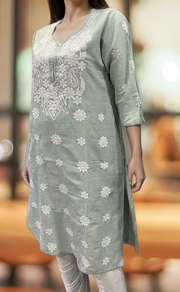 Green Machine Chikankari Kurti.  Versatile Cotton Fabric. | Laces and Frills - Laces and Frills