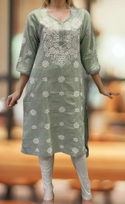 Green Machine Chikankari Kurti.  Versatile Cotton Fabric. | Laces and Frills - Laces and Frills