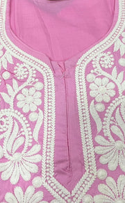 Baby Pink Machine Chikankari Kurti Set. Flowy Rayon Fabric. | Laces and Frills - Laces and Frills