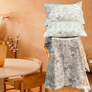 White/Brown Garden White Lace Double Bedsheet with Lace Pillow Covers/108" x 108" - Laces and Frills