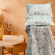 White/Brown Garden White Lace Double Bedsheet with Lace Pillow Covers/108" x 108" - Laces and Frills