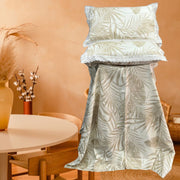 Off White/Brown Leafy White Lace Double Bedsheet with Lace Pillow Covers/108" x 108" - Laces and Frills